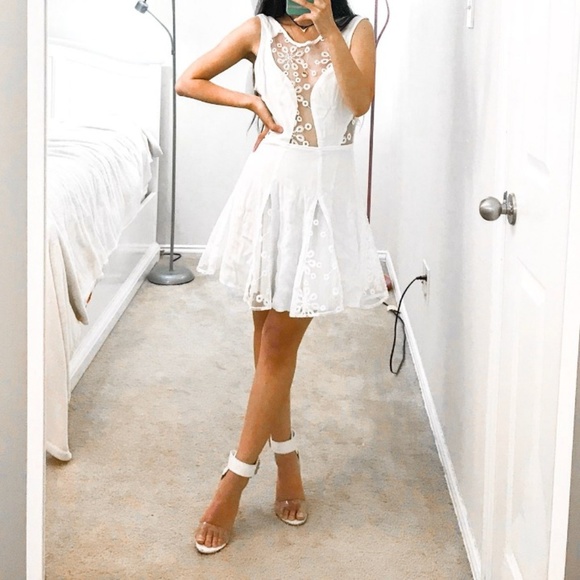 Nasty Gal Dresses & Skirts - NWOT White Pleated A-Line Skater Dress